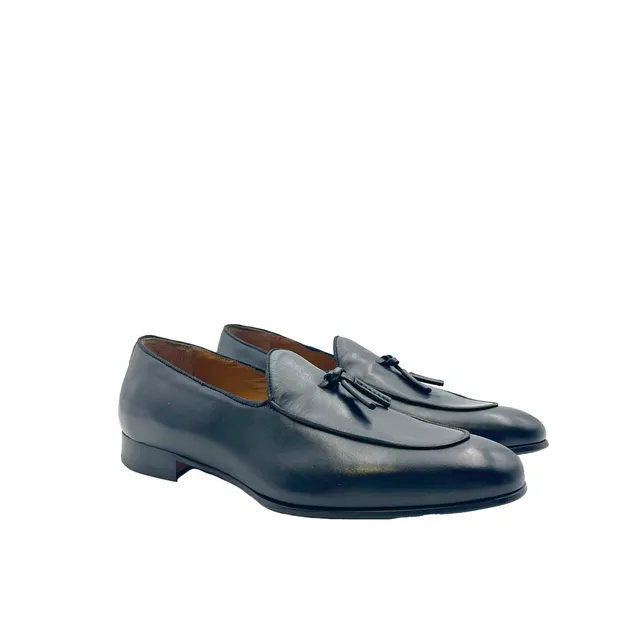 Sandro Barbera 45225 mocassini uomo nero belgian loafer