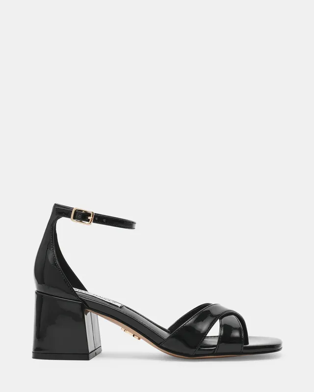 Linea Elle Fergie sandalo donna nero vernice tacco 5,5 cm