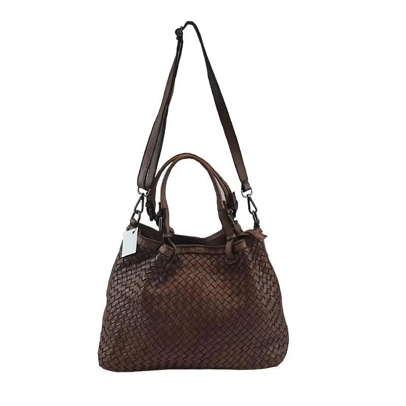 Sandro Barbera Bazi59 borsa intrecciata pelle moro