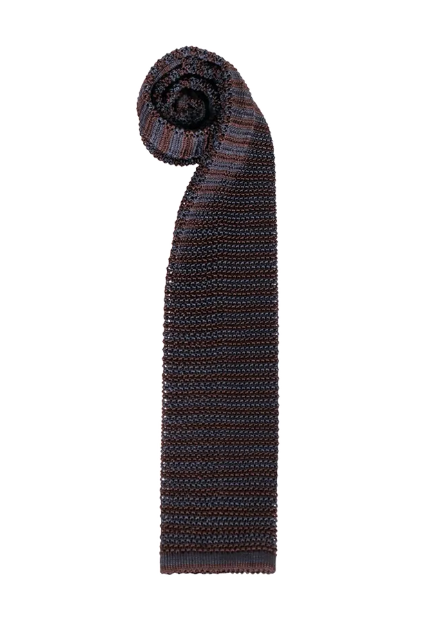 Stefano Bemer Ties cravatta seta marrone blu micro righe