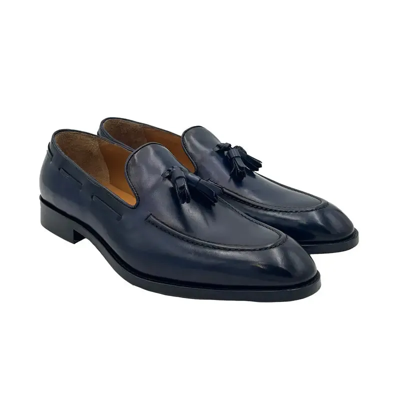 Sandro Barbera Tinte a Mano 45213 loafer blu tinto a mano