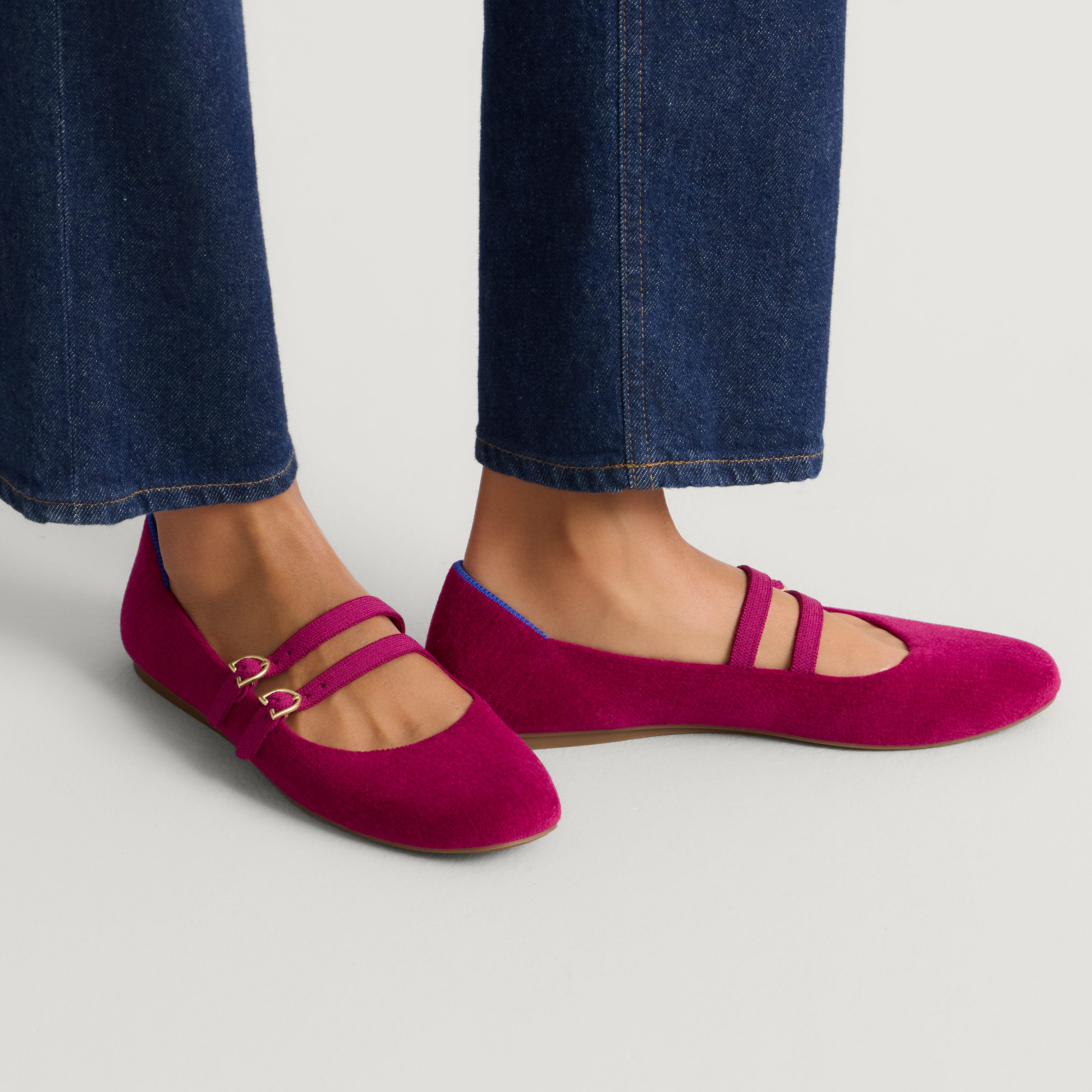 Rothy's Double Buckle Mary Jane Mulberry ballerine fibbia rosa