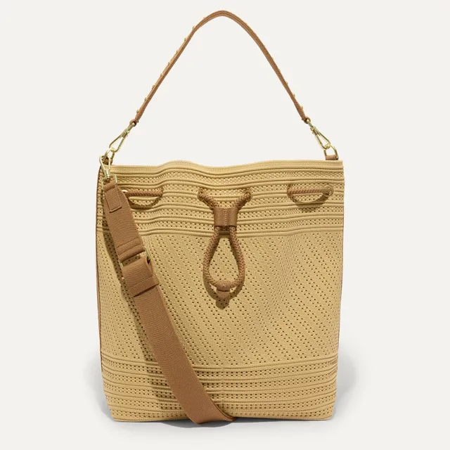Rothy's Cinch Bucket Bag secchiello Brown Butter crochet