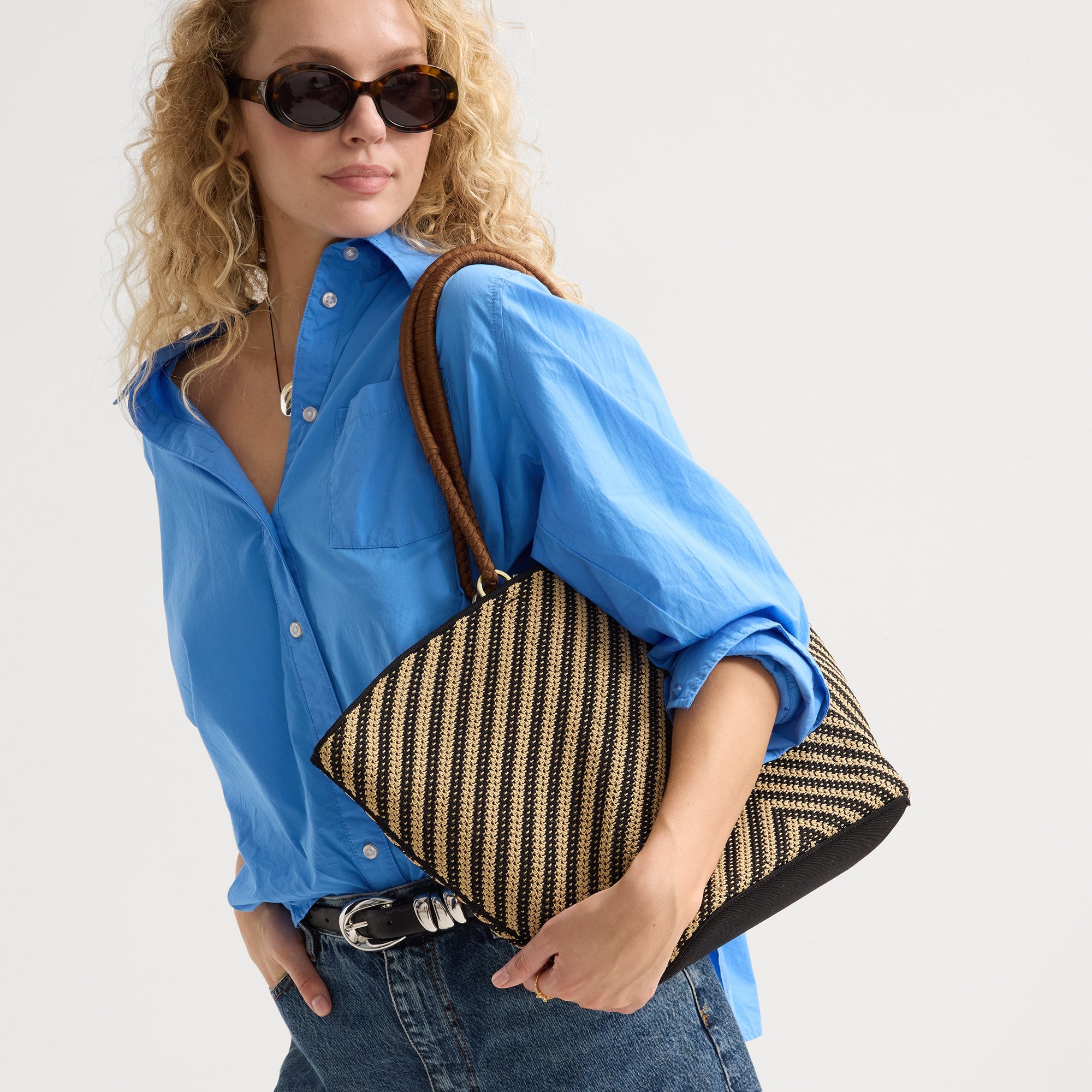 Rothy's The Summer Tote borsa chevron manici intrecciati