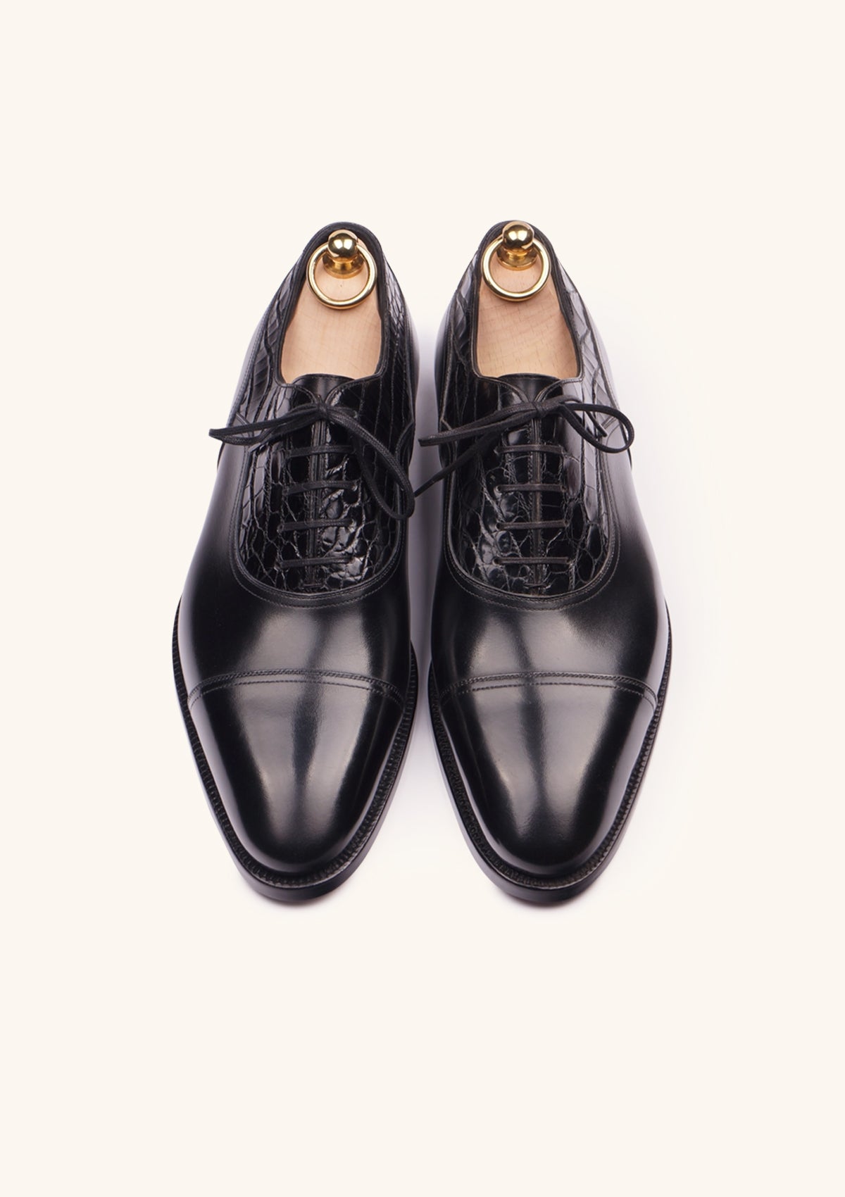 Stefano Bemer Classica Oxford Pelle Nera Coccodrillo 42