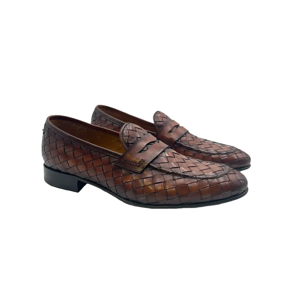 Sandro Barbera 42204 mocassini uomo brisee pelle intrecciata