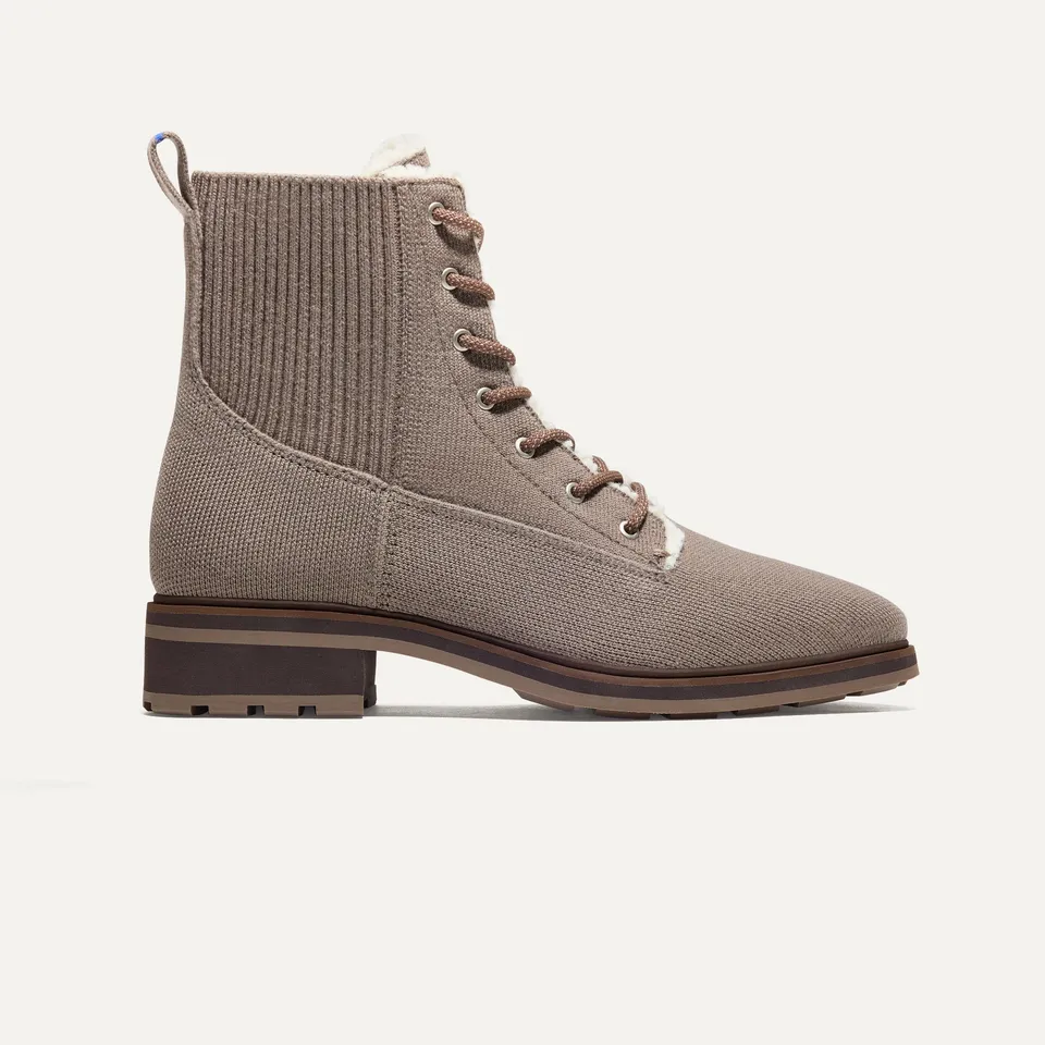 Rothy's The Cozy Laced Lug Boot sneakers Sparrow stringate