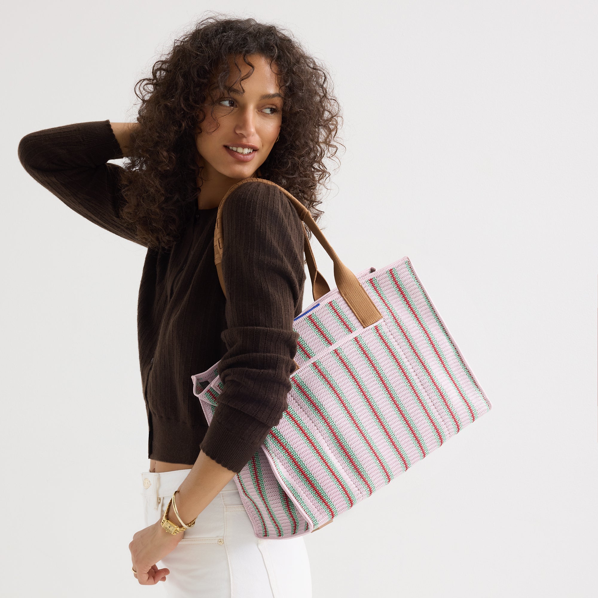 Rothy's Classic Tote tote bag Watermelon Market Stripe rosa