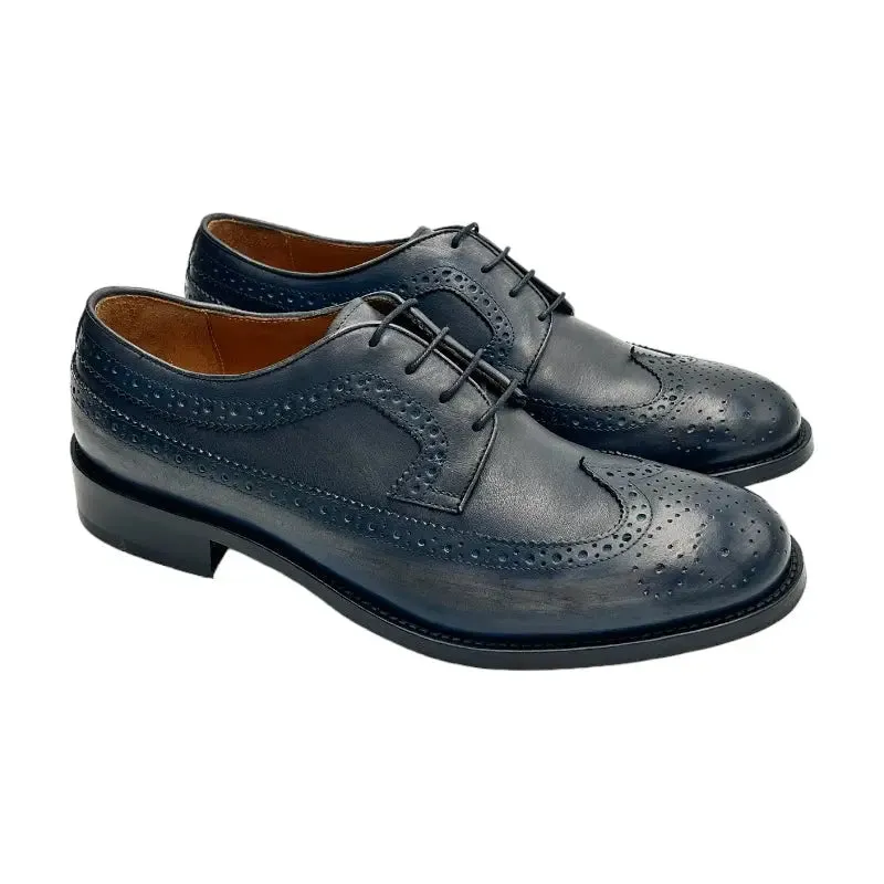 Sandro Barbera Tinte a Mano 44214 derby uomo blugrey long wing