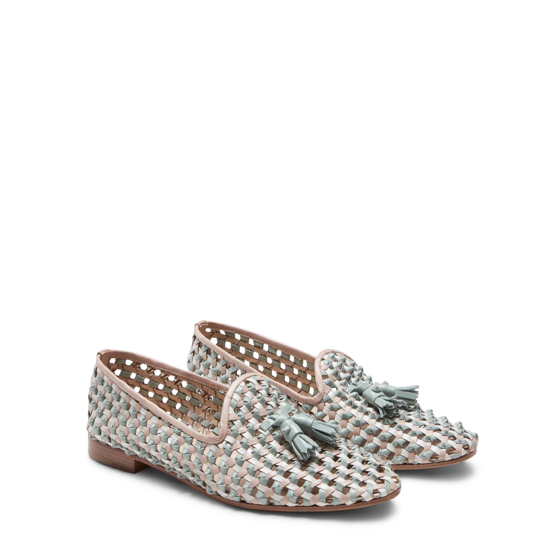 F.lli Rossetti Slipper Pelle Intrecciata Cipria Nappine