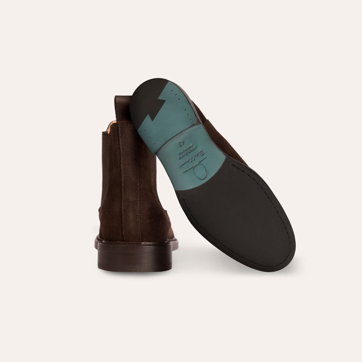 Dellovo Tarsia chelsea boot uomo testa di moro camoscio