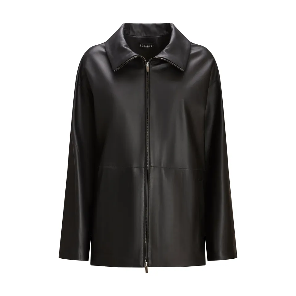 F.lli Rossetti 98408 Giacca Pelle Nera Nappa Donna