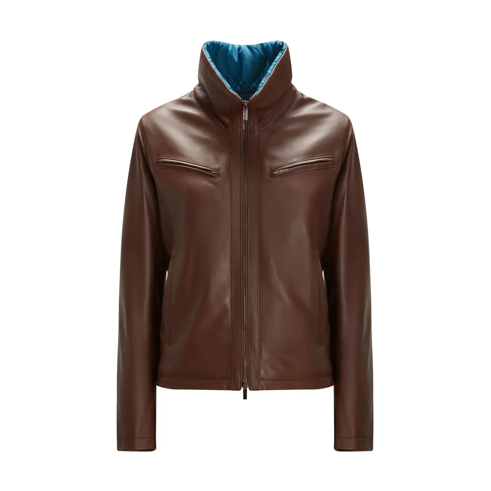 F.lli Rossetti 98421 giubbino donna marrone pelle nappa zip