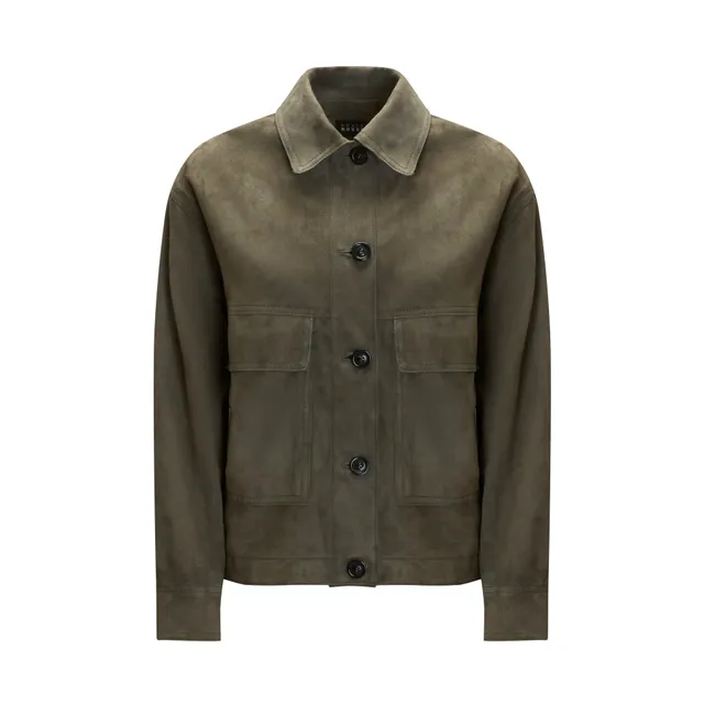 F.lli Rossetti giacca donna verde salvia pelle scamosciata boxy