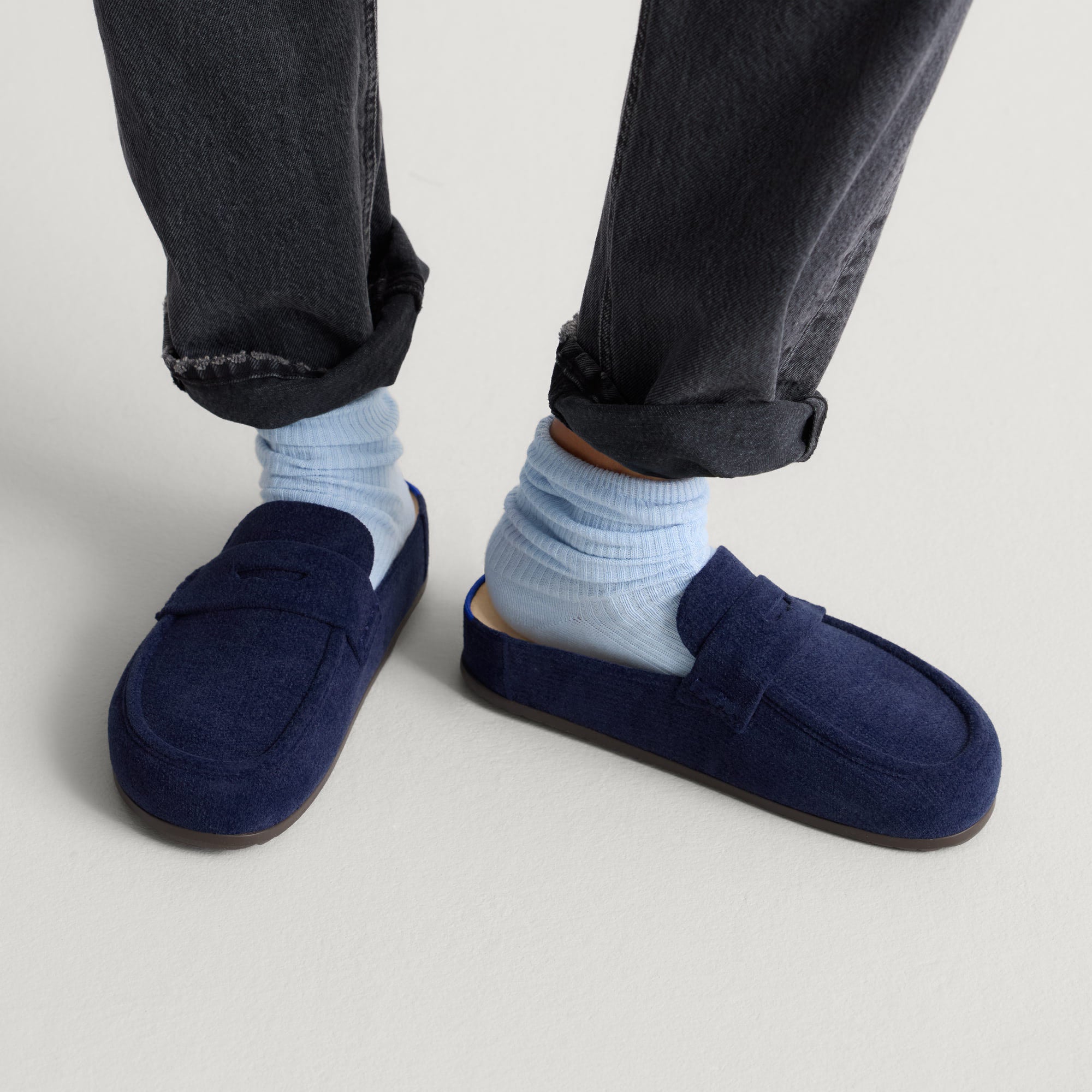 Rothy's Clogs The Penny Clog zoccoli ReVelvet Navy punta tonda