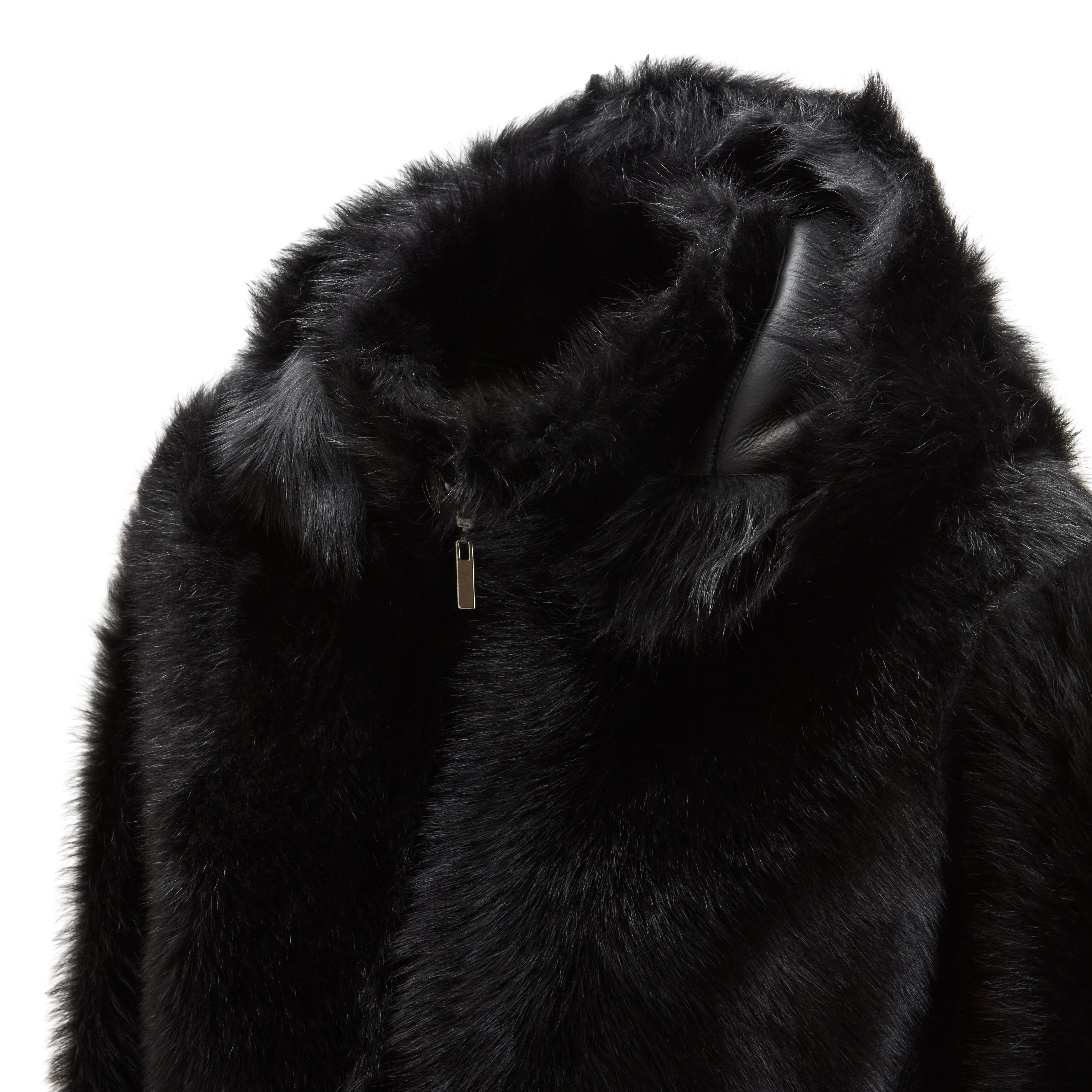 F.lli Rossetti 98413 Cappotto Shearling Nero Pelo Lungo