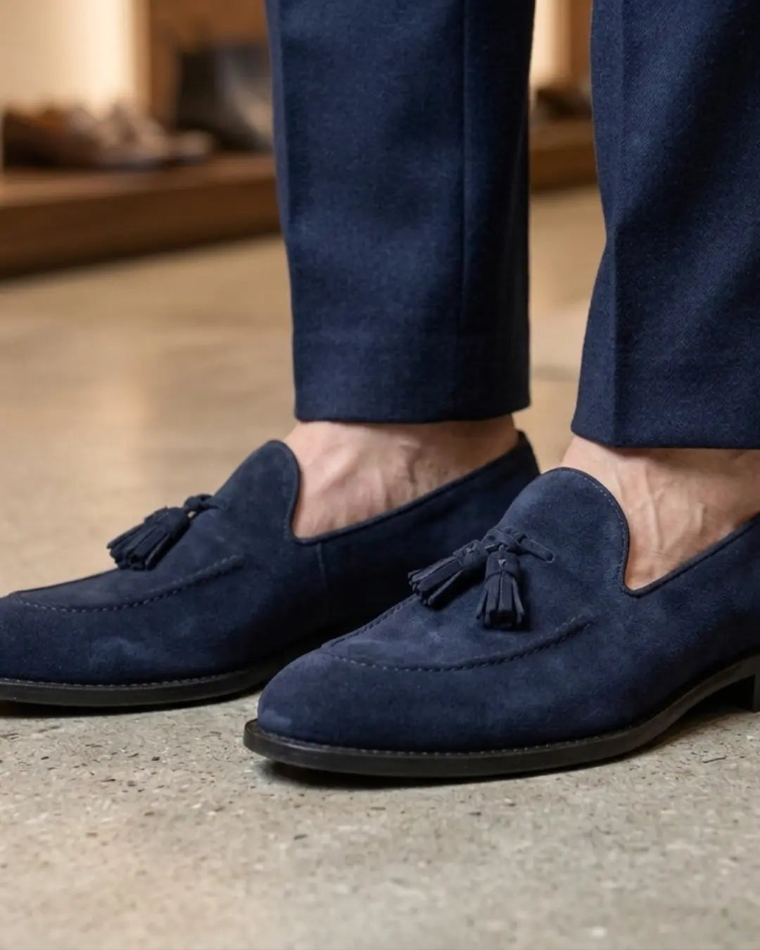 Sandro Barbera 4208 tassel loafer uomo blu camoscio