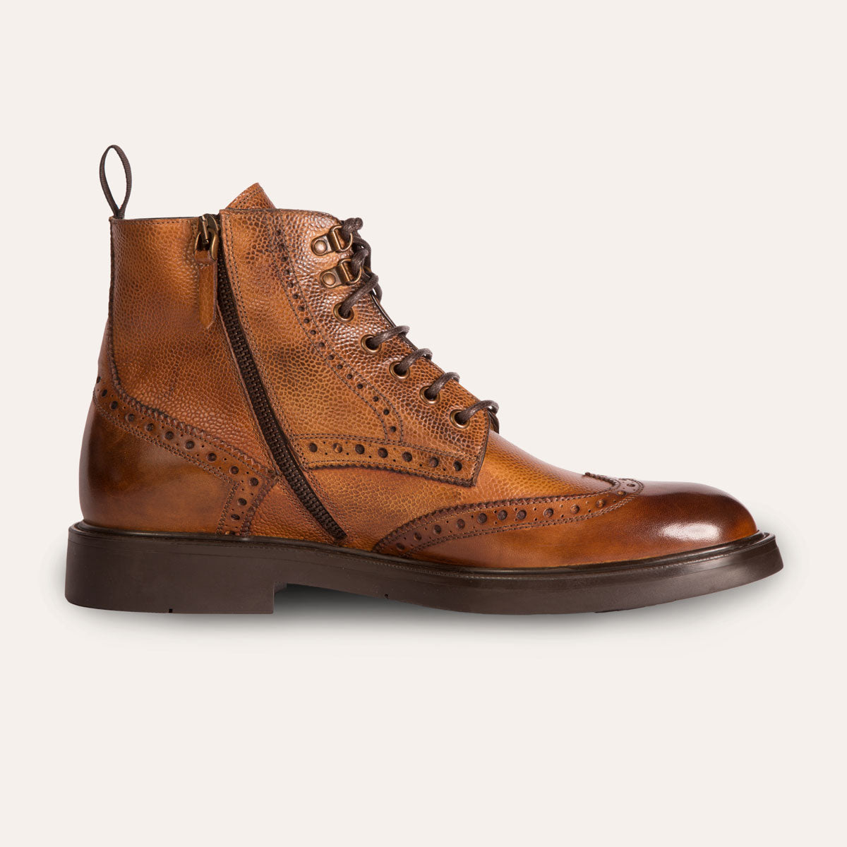 Dellovo Portosalvo stivaletto uomo nero pelle brogue