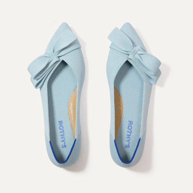 Rothy's Bow Point II ballerine powder blue azzurre