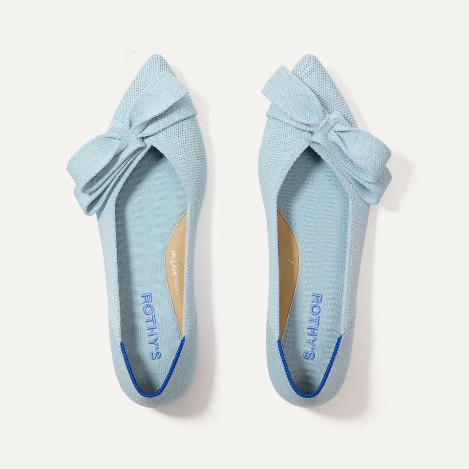 Rothy's Bow Point II ballerine powder blue azzurre