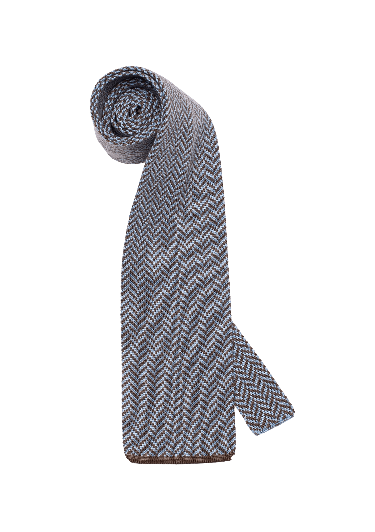 Stefano Bemer Cravatta Cotone Azzurro Marrone 8 cm