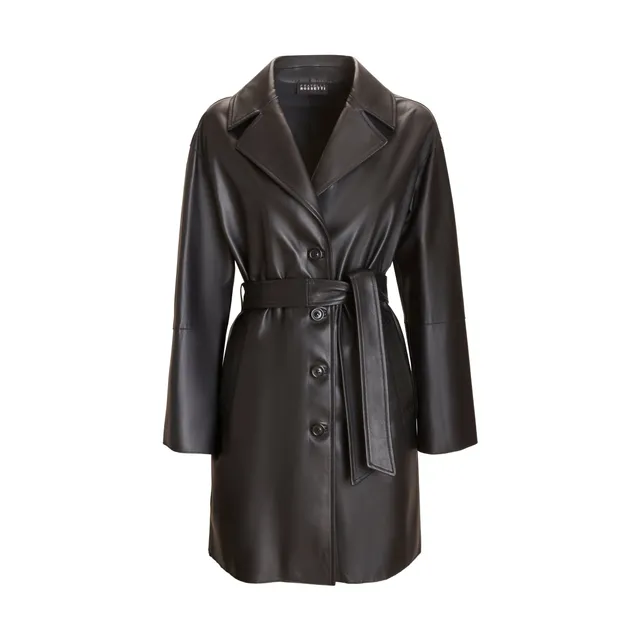 F.lli Rossetti 98402 Cappotto Donna Nera Nappa con Cintura