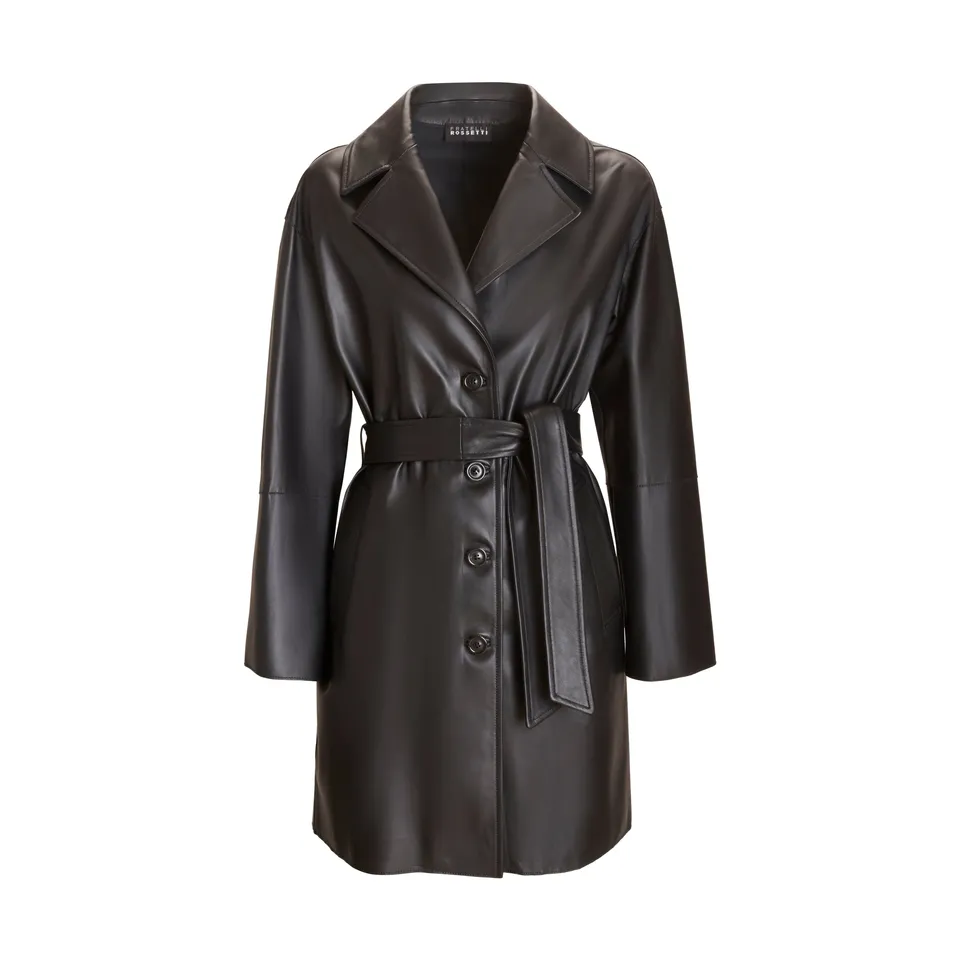 F.lli Rossetti 98402 Cappotto Donna Nera Nappa con Cintura