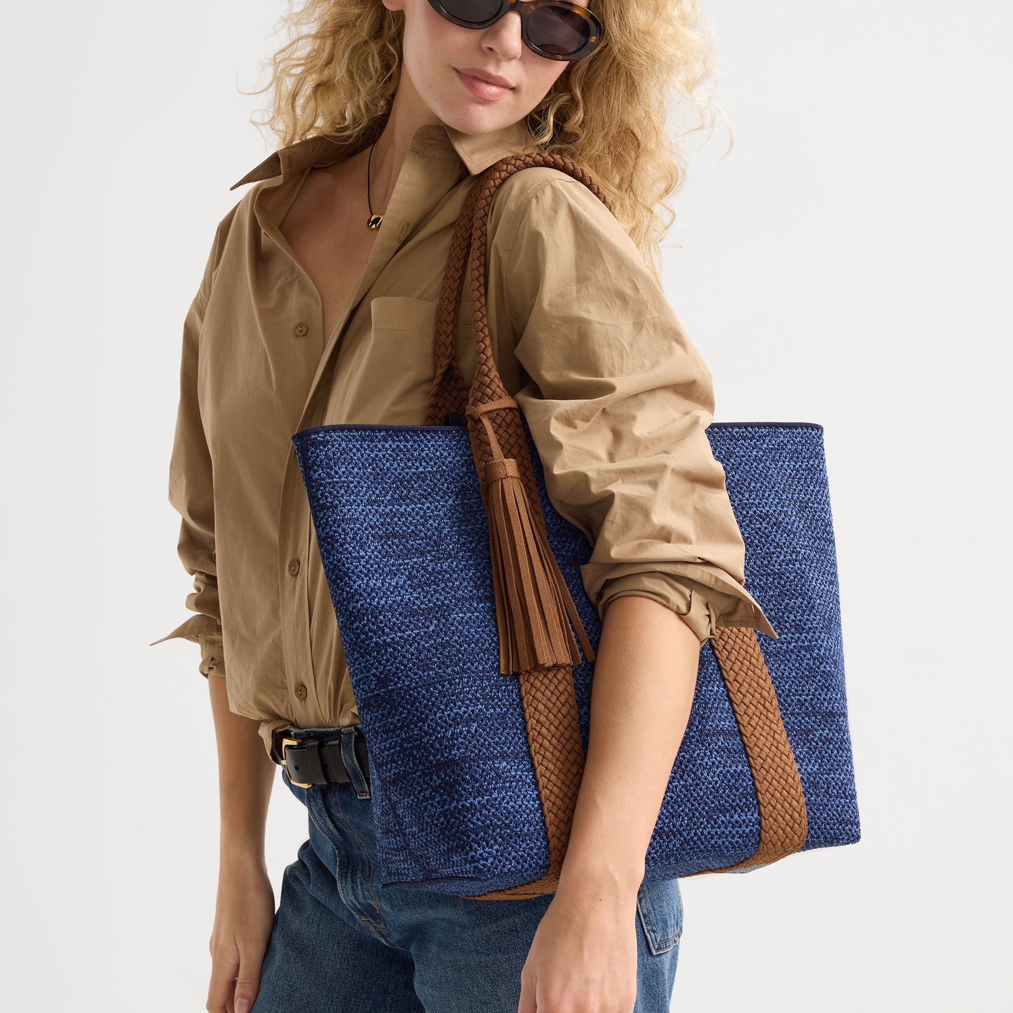 Rothy's The Lightweight Tote borsa tote Dusk Open-Knit blu