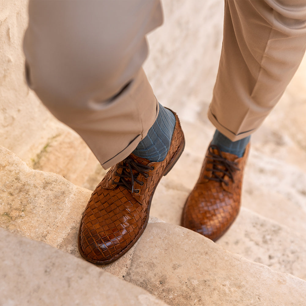 Dellovo Castelnuovo bufalo-cuoi derby uomo intrecciata
