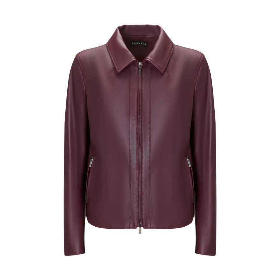 F.lli Rossetti giacca pelle nappa bordeaux donna