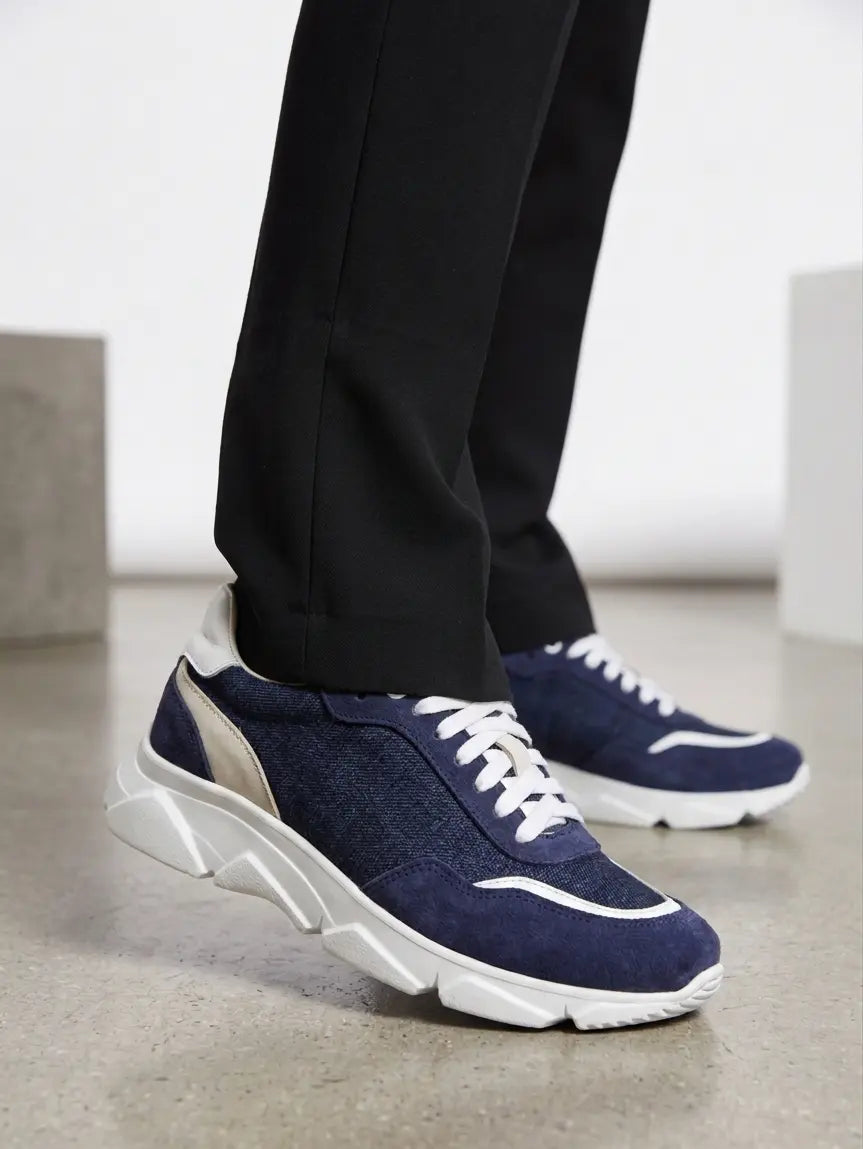 Wooly Runix Lady Sneaker Donna Blu Lana Merino Fatta a Mano