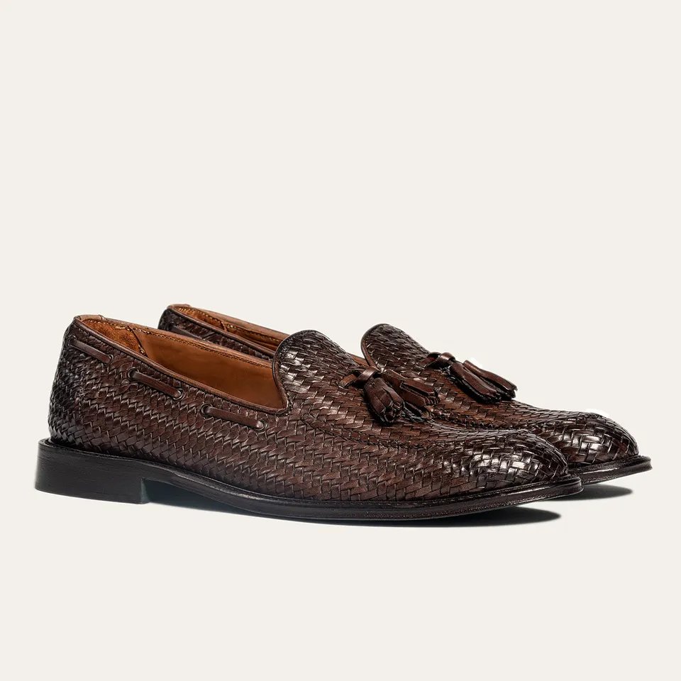 Dellovo Meta mocassino uomo Sudan pelle intrecciata