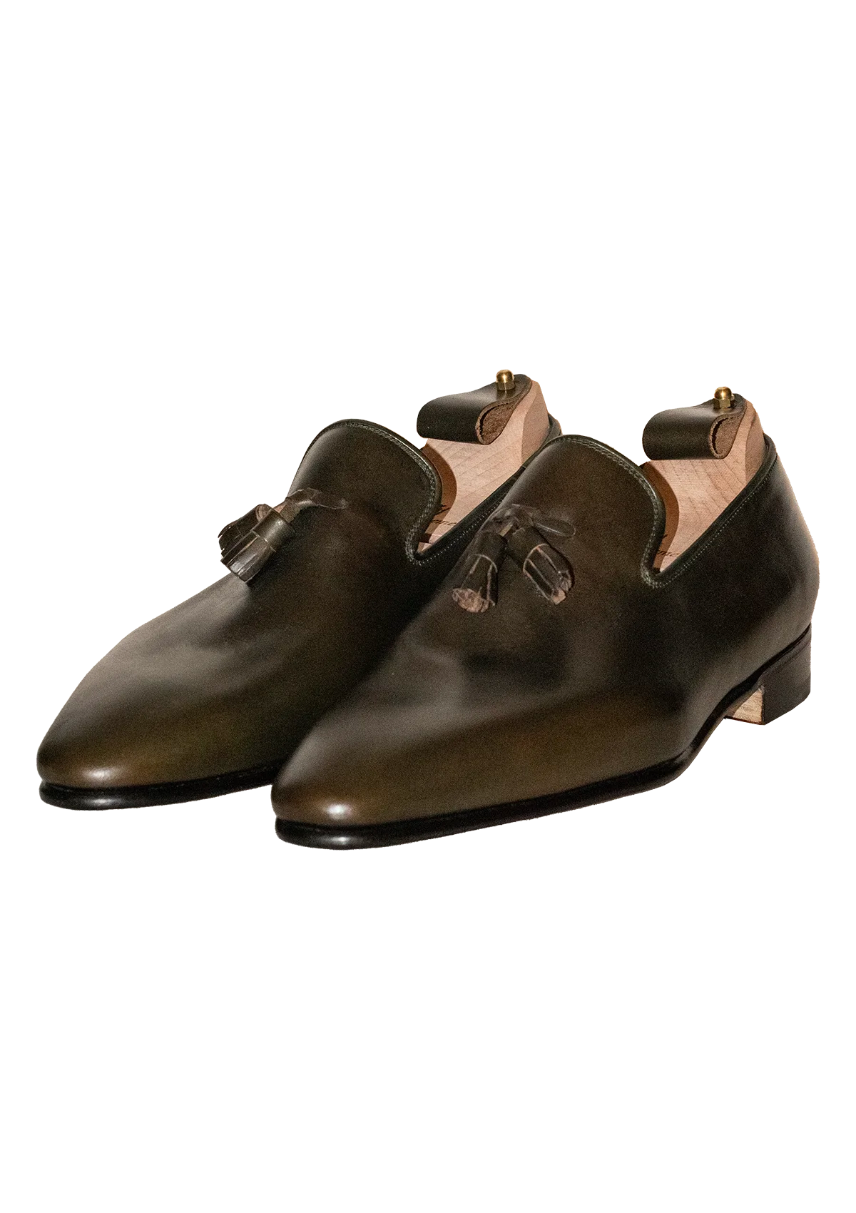 Stefano Bemer C1216 mocassini nappine verde oliva pelle