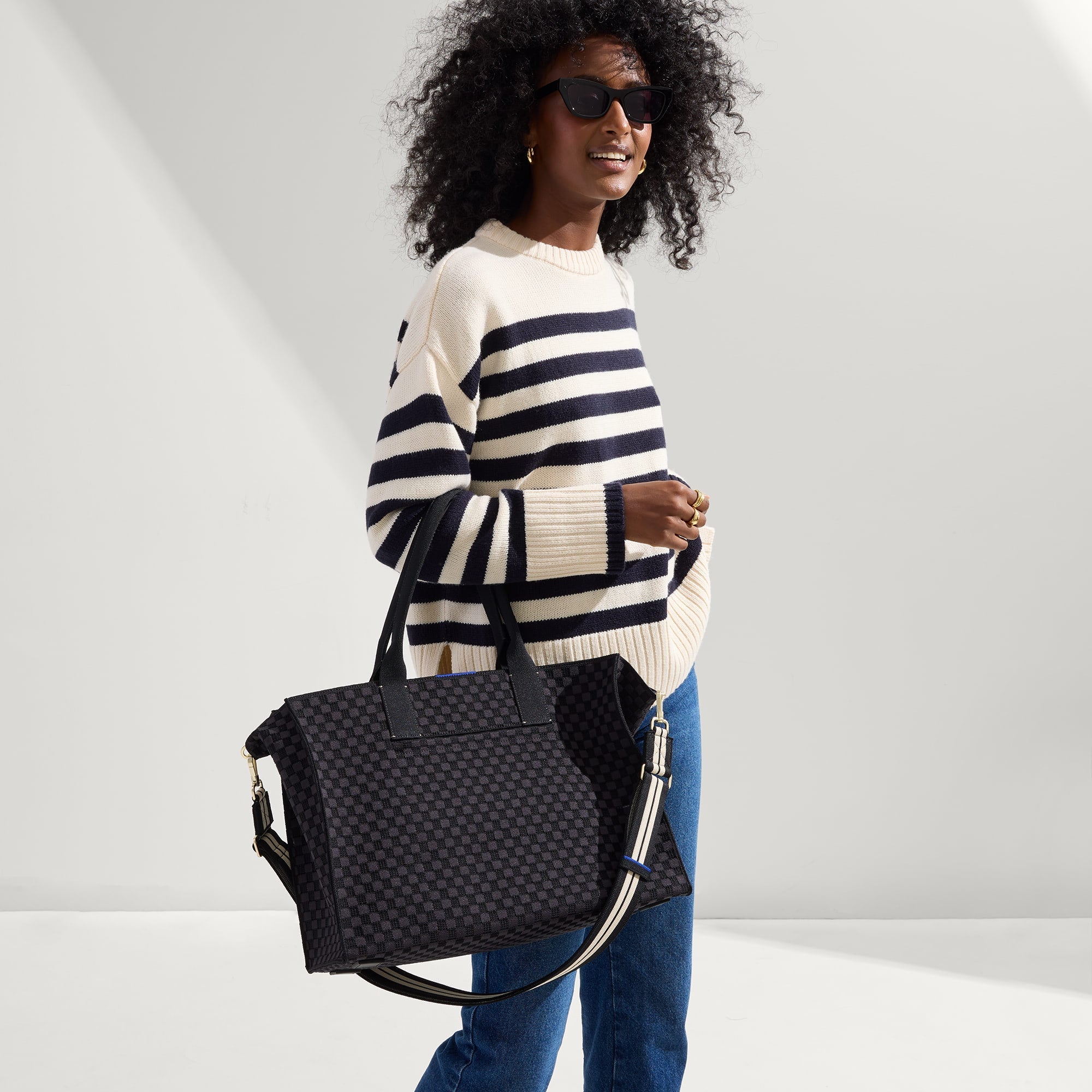 Rothy's The Crossbody Strap tracolla black white stripe 147cm