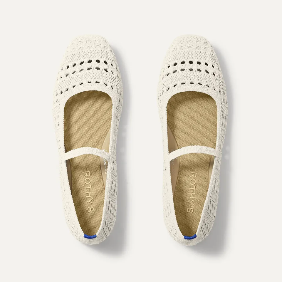 Rothy's The Max Square Mary Jane ballerine Sandy Crochet crema