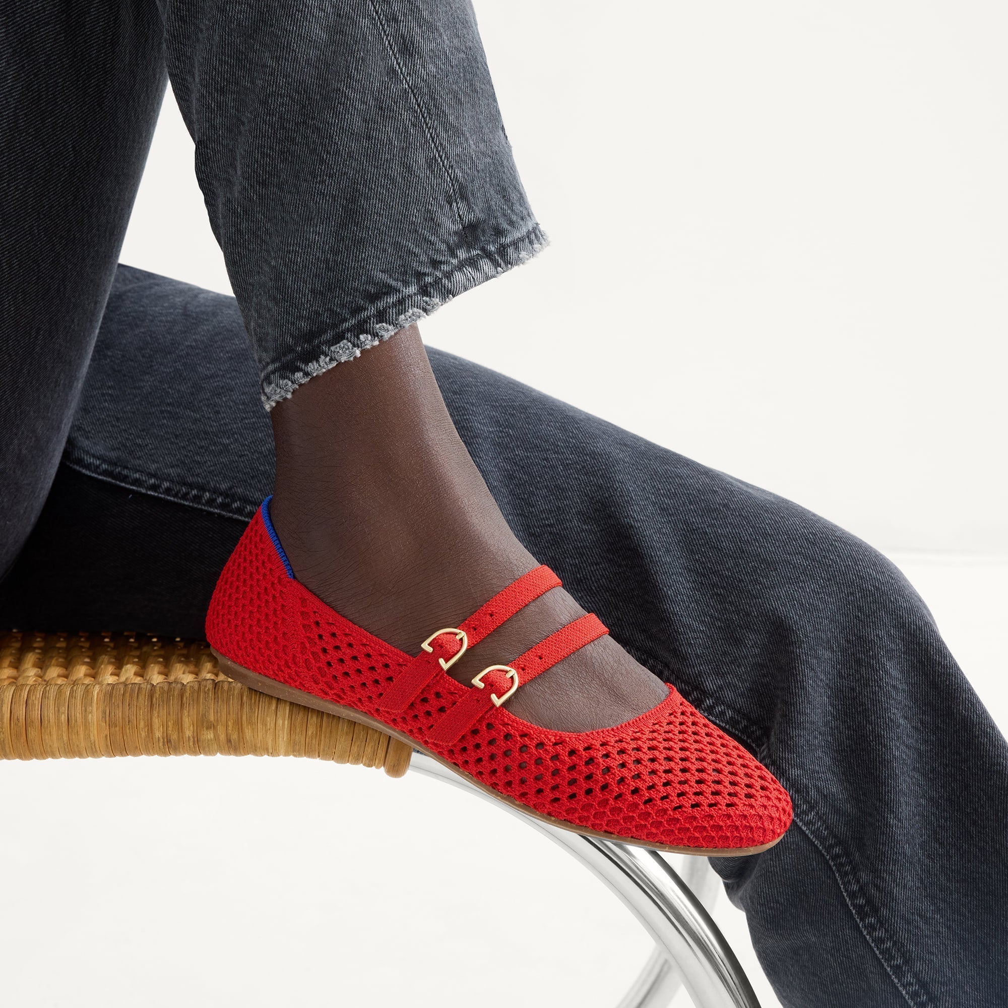 Rothy's The Double Buckle Mary Jane ballerine rosso mesh