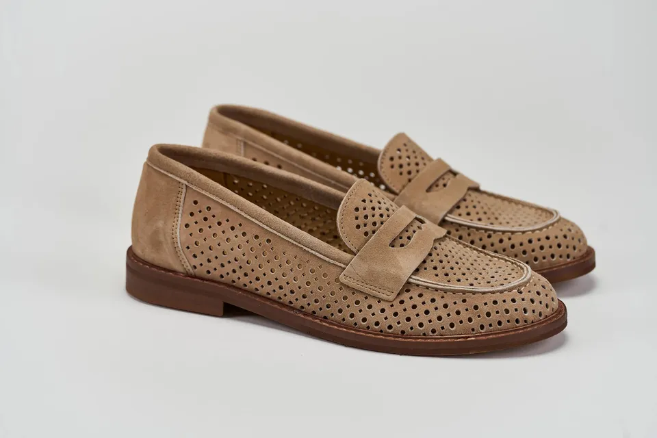 Sandro Barbera 327-01 Mocassini Donna Sabbia Traforati
