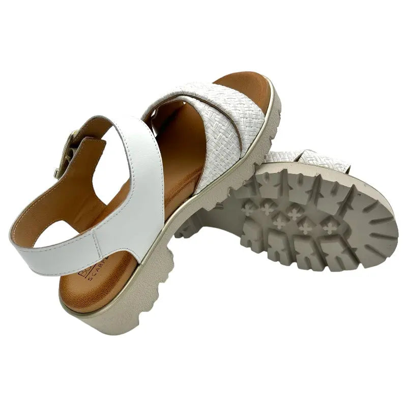 Sandro Barbera 1097 sandali donna bianchi treccia pelle