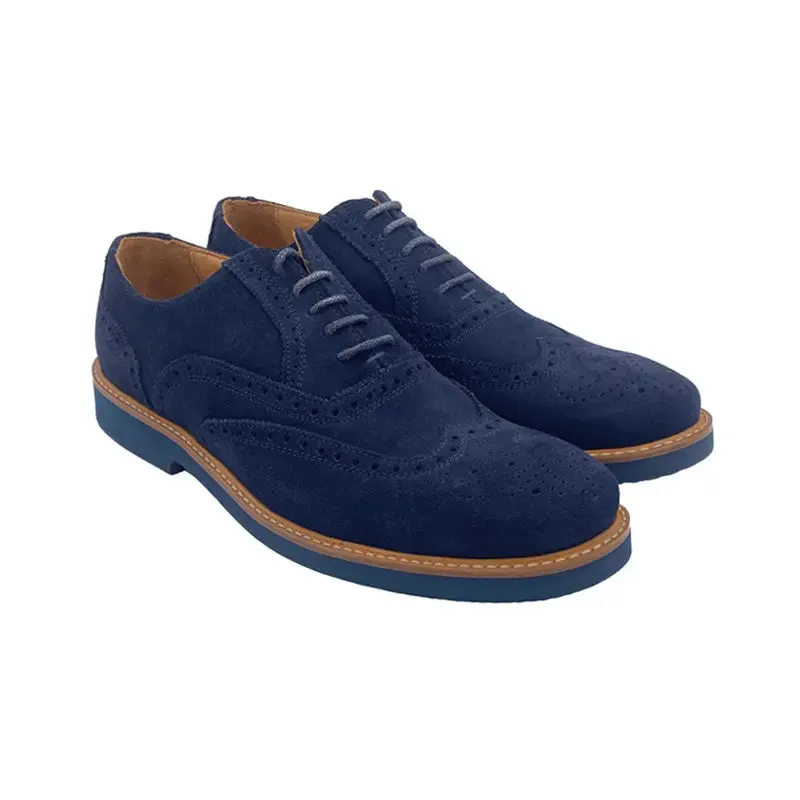 Sandro Barbera Tinte a Mano 981 Oxford camoscio blu Vibram