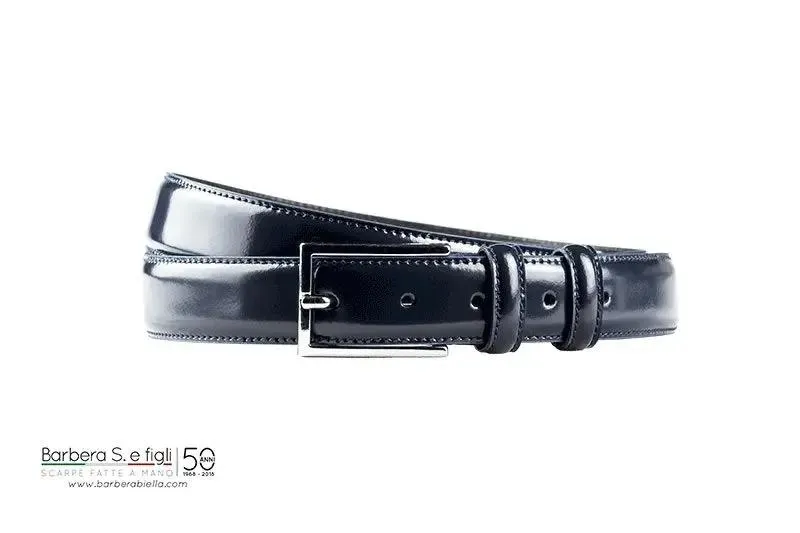 Sandro Barbera Cintura vitello abrasivato blu 3 cm