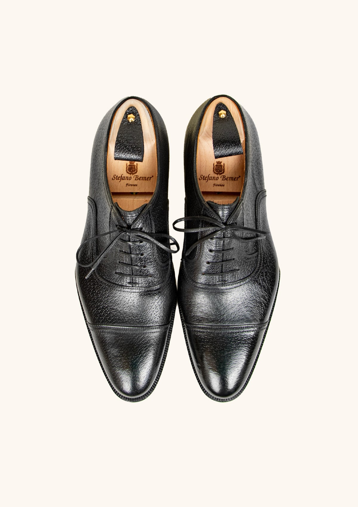 Stefano Bemer Oxfords T6471 scarpe pelle nere cinghiale