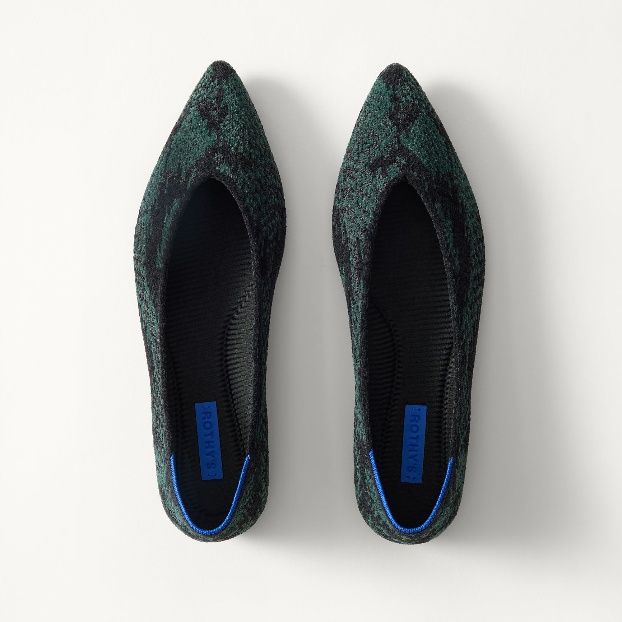 Rothy's The Point III ballerine verdi pitonate Evergreen Python