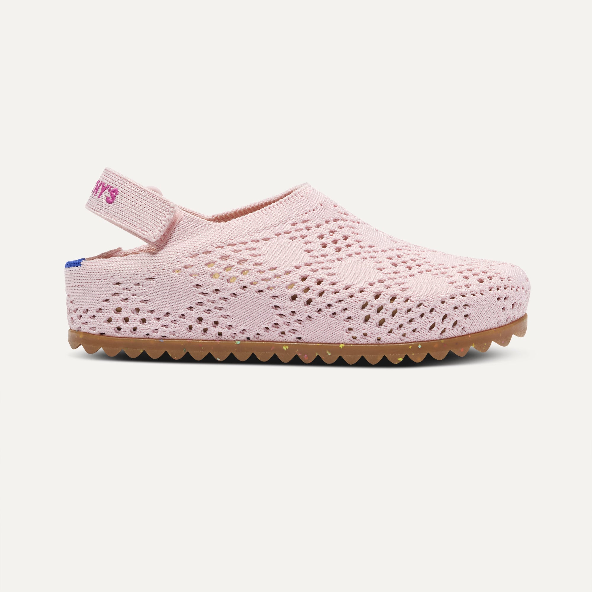 Rothy's The Kids Clog zoccoli bimba rosa crochet traforati