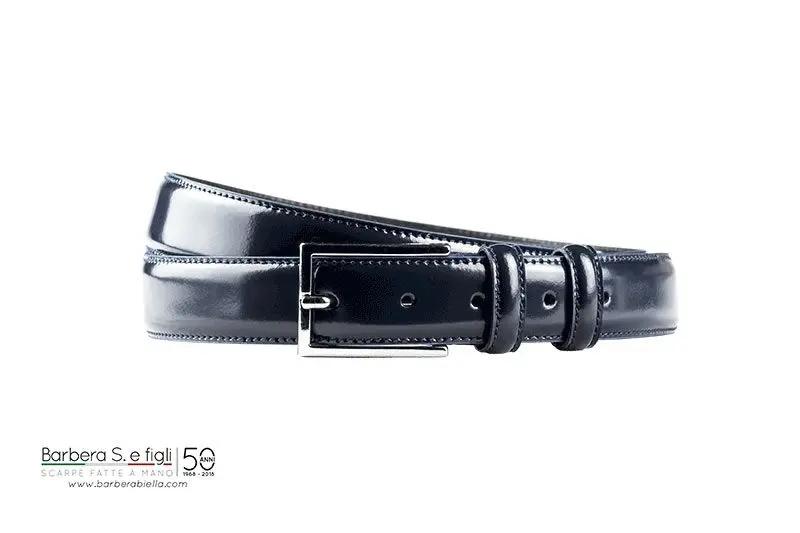 Sandro Barbera Cintura vitello abrasivato blu 3 cm
