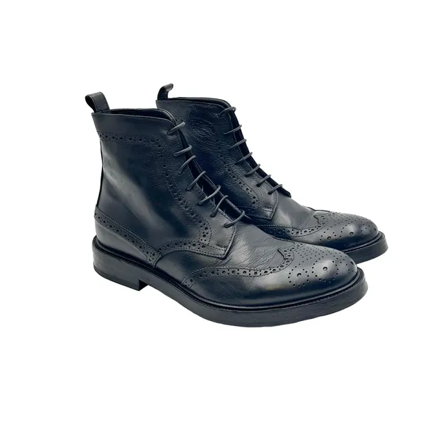 Sandro Barbera 34209 stivaletto uomo nero EU 39 stone wax brogue
