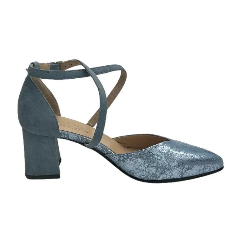 Sandro Barbera & Figli 706 scarpe donna azzurre pelle tacco 6