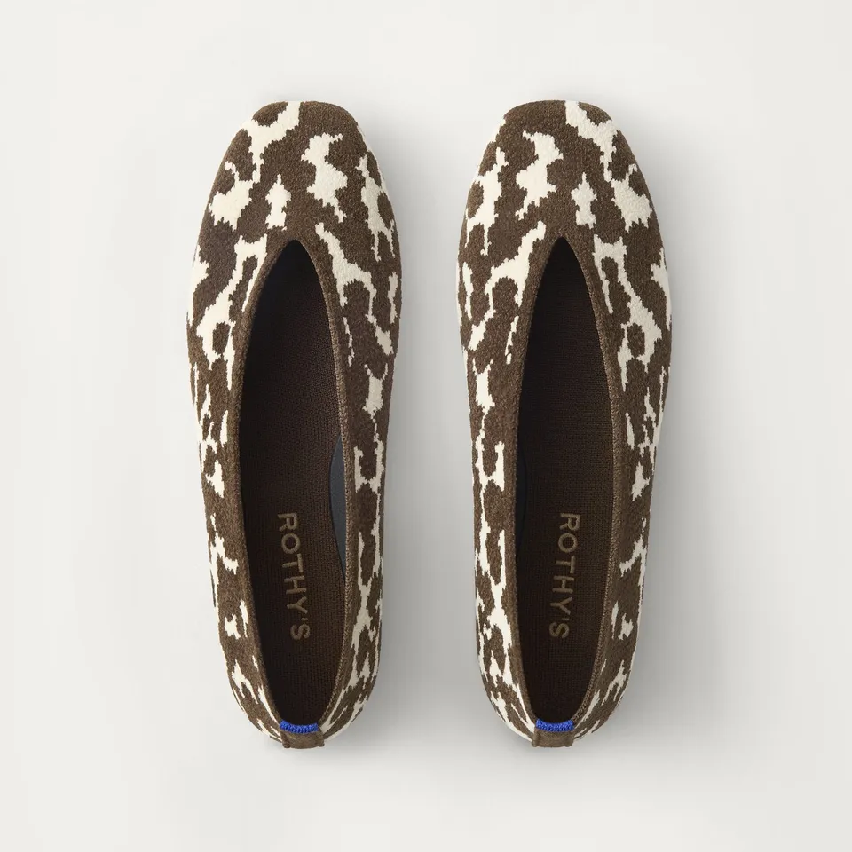 Rothy's The Max Square Ballerina ballerine dark rodeo cow print