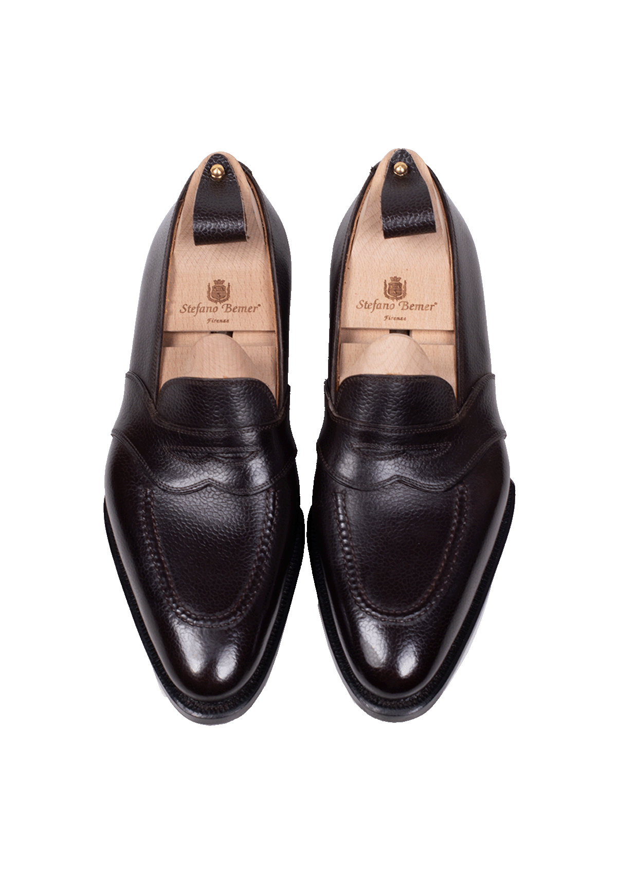 Stefano Bemer Loafers T1552 mocassini penny marrone hatchgrain