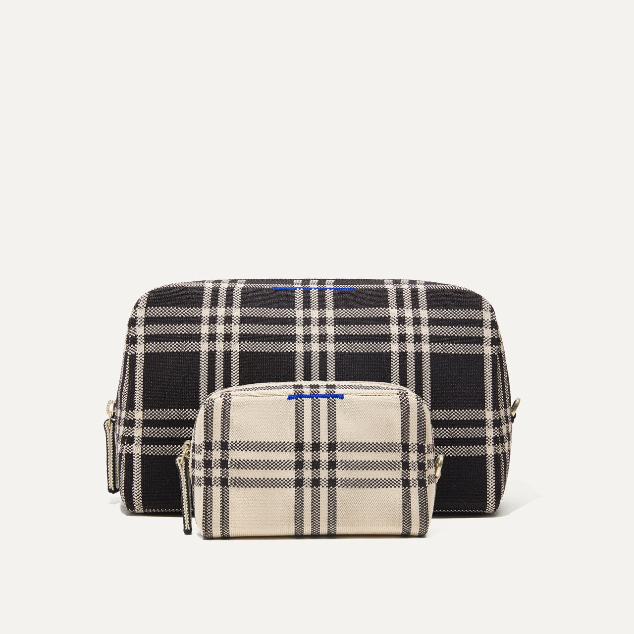 Rothy's The Universal Pouch Set pochette Black Cream Plaid