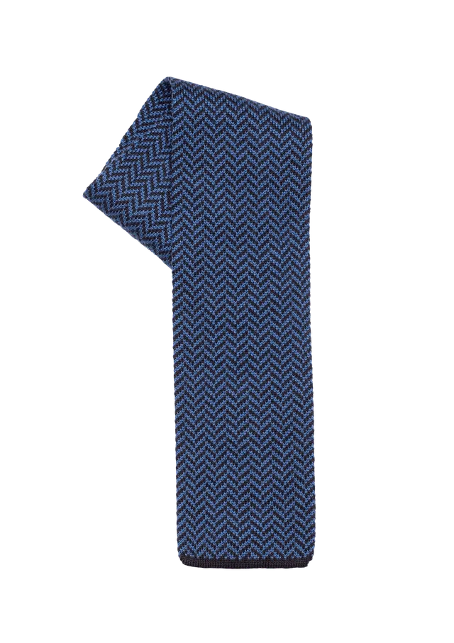 Stefano Bemer Maglia cravatta cotone blu 8 cm